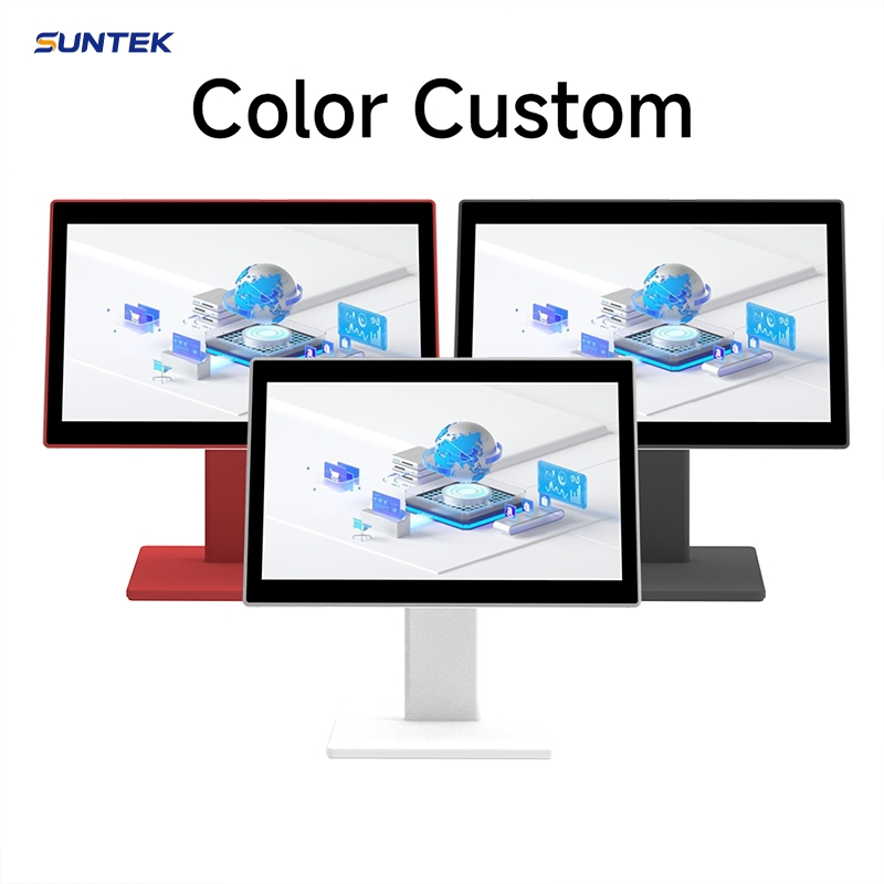 Suntek Restaurant Supermarket Dual Screen Touch Screen Electronic Cash Register POS with Barcode Scanner