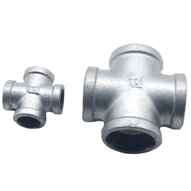 Factory Price High Quality Galvanized Malleable Iron Black Cross 4 Way Pipe Fitting Plumbing Material in Water Gas Firefighting