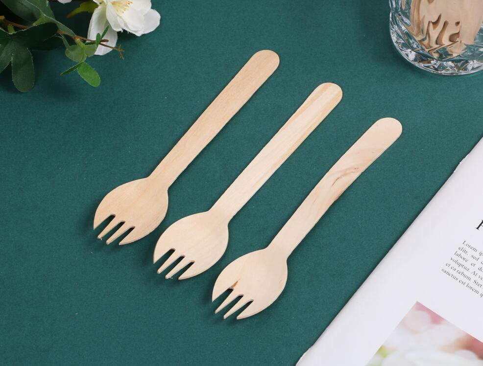 Made in China 16cm Disposable Cutlery Wooden Fork with Wrapped