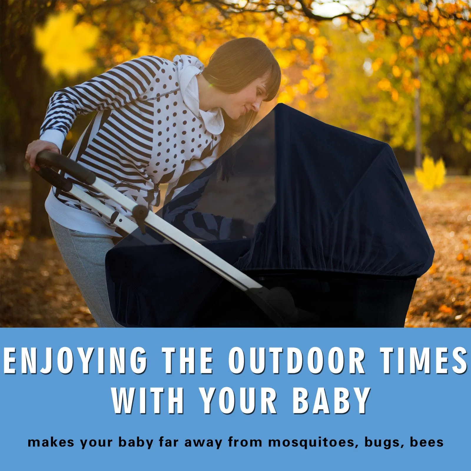 Navy Protective Stroller Mosquito Net Baby Stroller Portable Mosquito Net