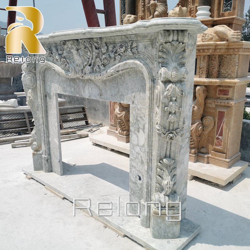 Hand Carving Decorative French Style Marble Fireplace Mantel for Sale
