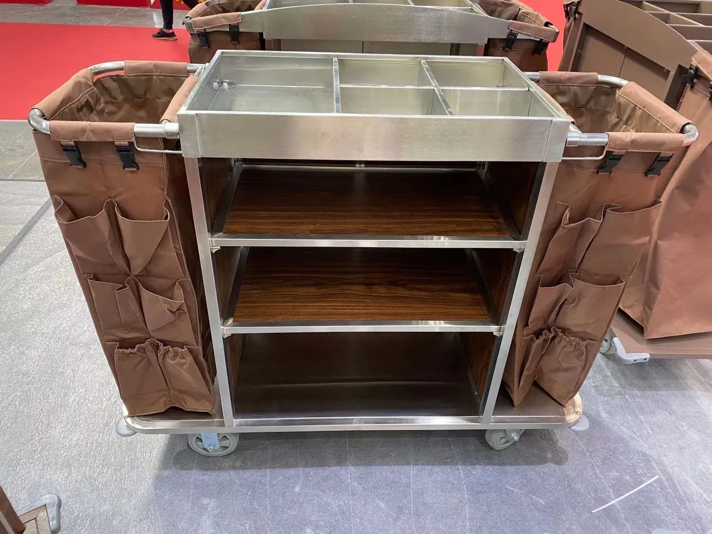 Stainless Steel Service Trolley for Hotel with Wheels