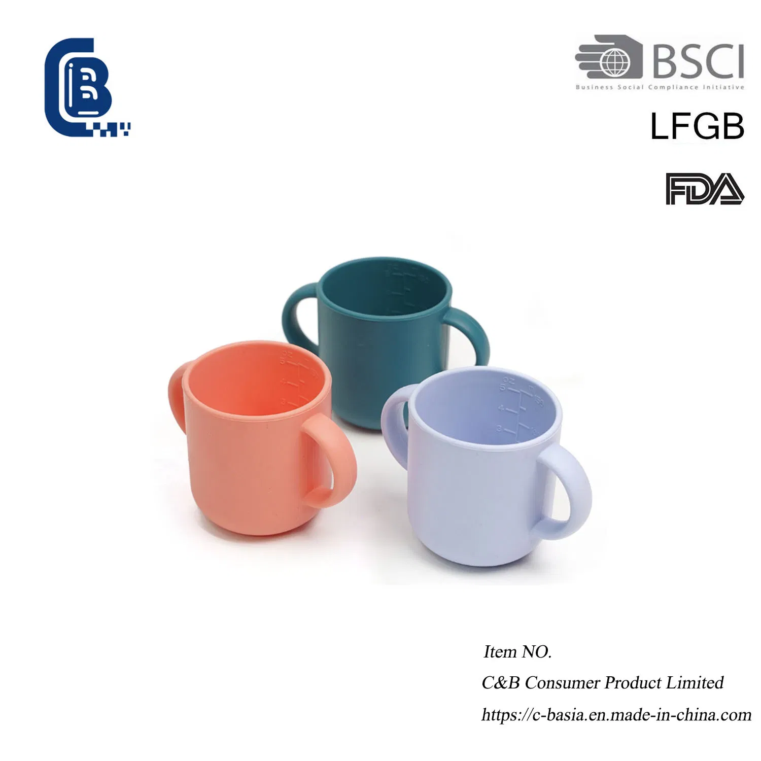 BPA Free, Silicone Baby Training Cup with Two Handles, Baby Open Cup