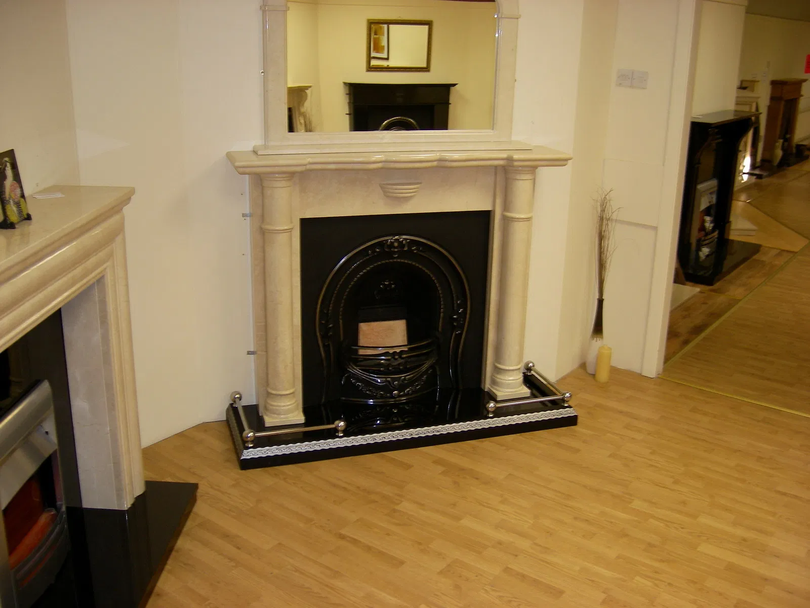 Marble/Granite White European Style Electric Stone Fireplace