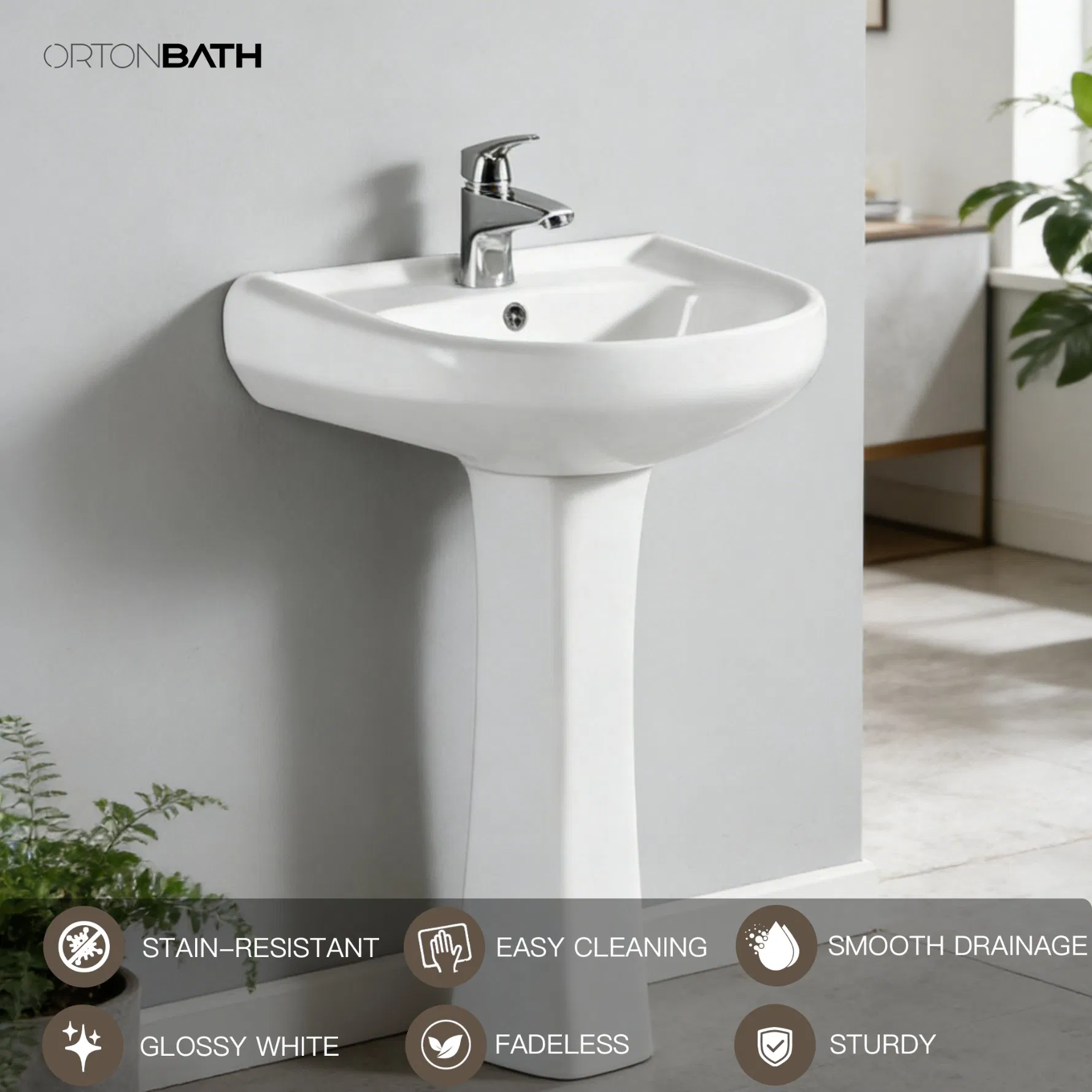 Керамическая раковина с пьедесталом Ortonbath Modern