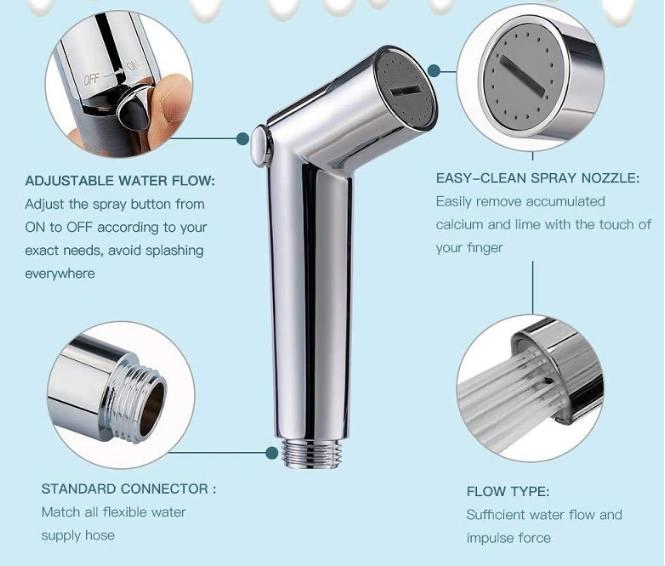 Flow Adjustable Bathroom Accessories Toilet ABS Hand Shower Faucet Bidet Sprayer Shattaf Bidet Spray Head Health Toilet Sprayer Bidet