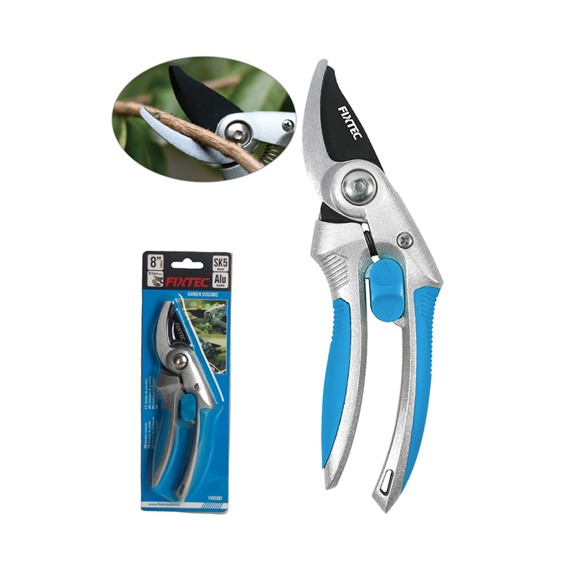 Fixtec High Quality 8"/208mm Sk5 Pruning Shears PP/Aluminum+TPR Handle with ABS Lock