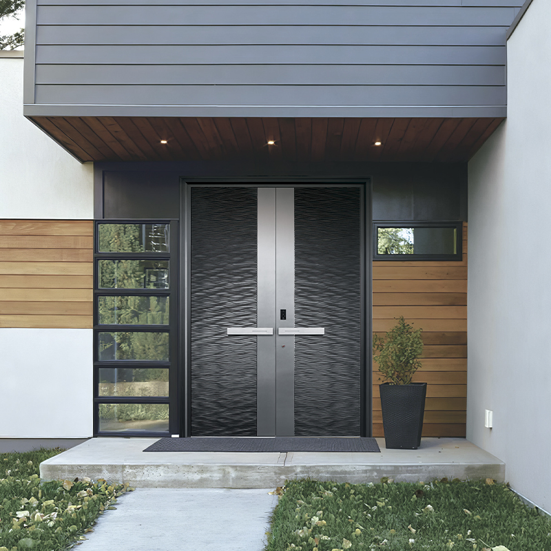 Durable Soundproof Entrance Doors with Fireproof Glass Design