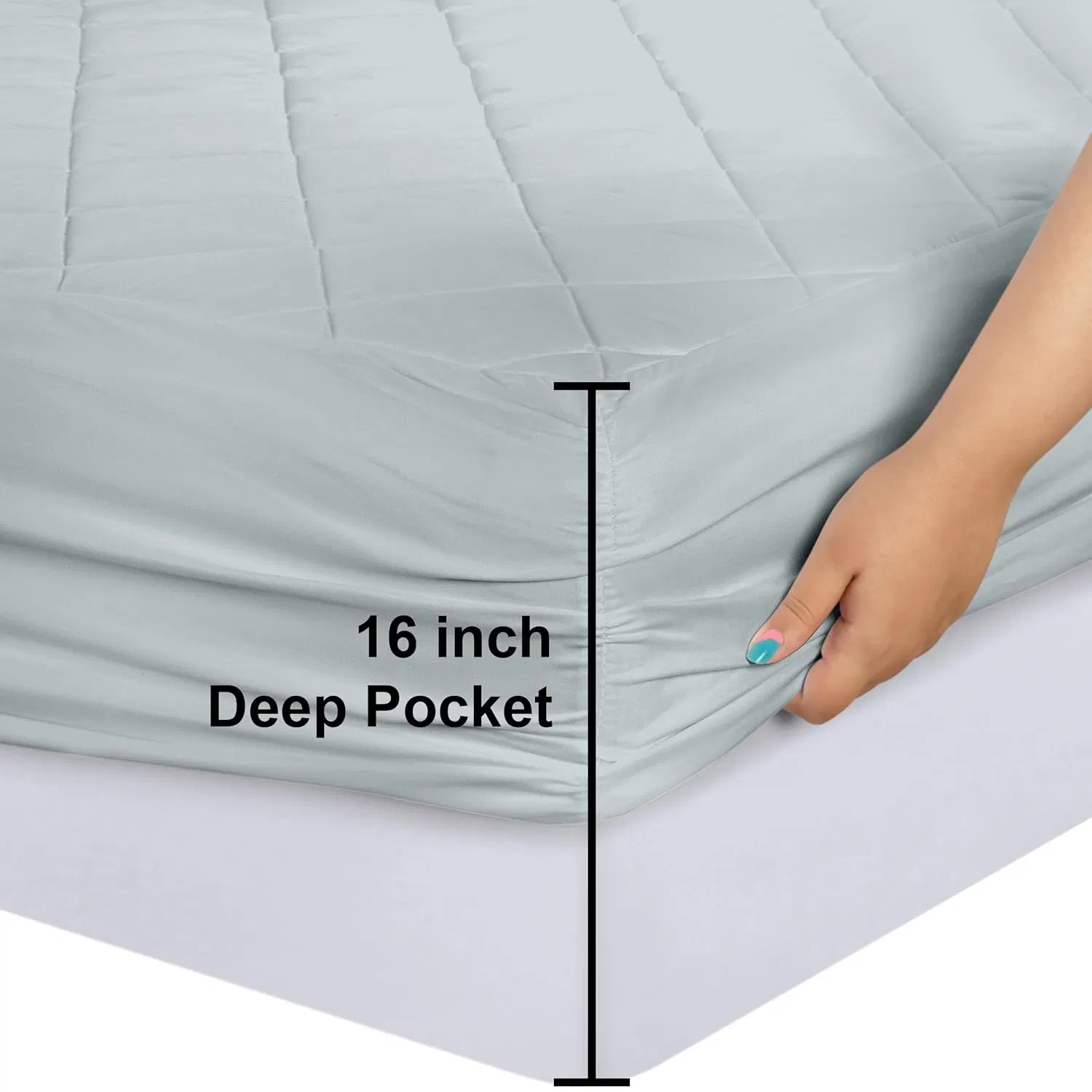 Waterproof Mattress Protector Fitted Mattress Pad Cover with Deep Pocket