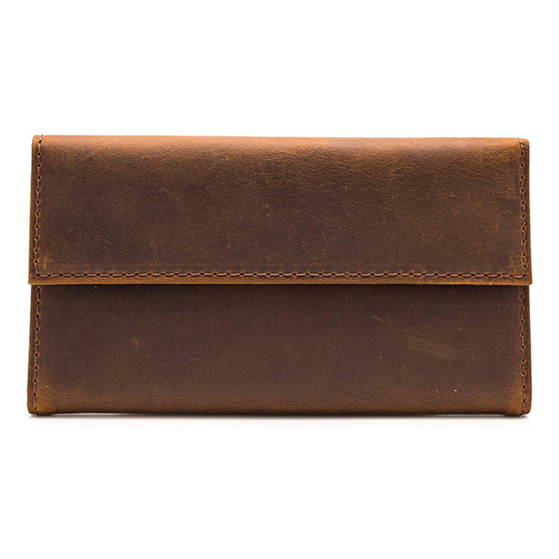 Eg1009 Wholesale Crazy Horse Packaging Resealable Custom Empty Smoking Rolling Pouches Cigarette Roll up Bag Leather Tobacco Pouch