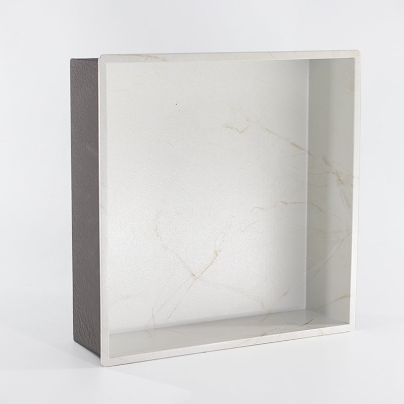 Встраиваемая полка для душа из нержавеющей стали с текстурой белого мрамора