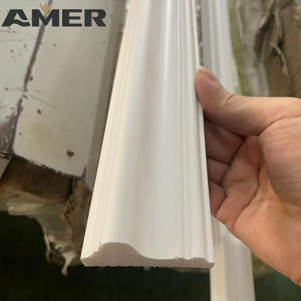 Home Decorative Flooring White PS Waterproof Easy Install Baseboard Skirting Board