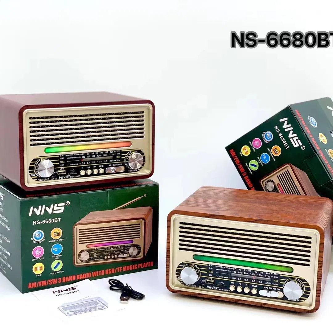 Радио-колонка NS-6680BT с деревянным корпусом и Bluetooth