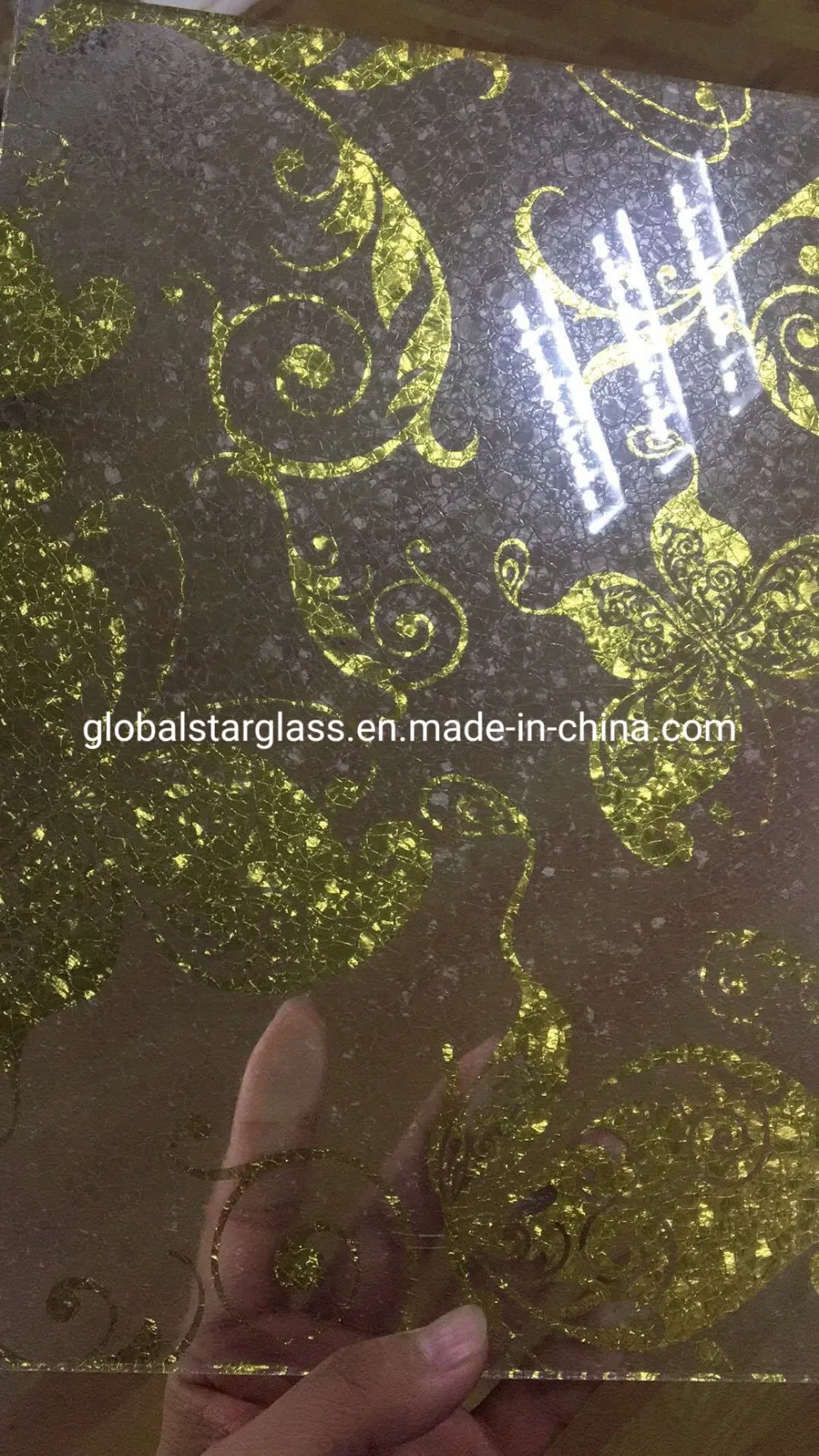 4-5mm Golden Design Glass, Art Glass, Acid Etched Glass, Frosted Glass, Stained Glass, Different Color Decoration Glass for Building