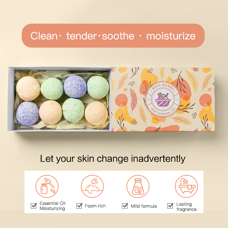Hot Sale Factory Price Relax Help Sleep Bath Salt Bomb Fruit & Flower Essence Ball Moisturizing Bath Bombs