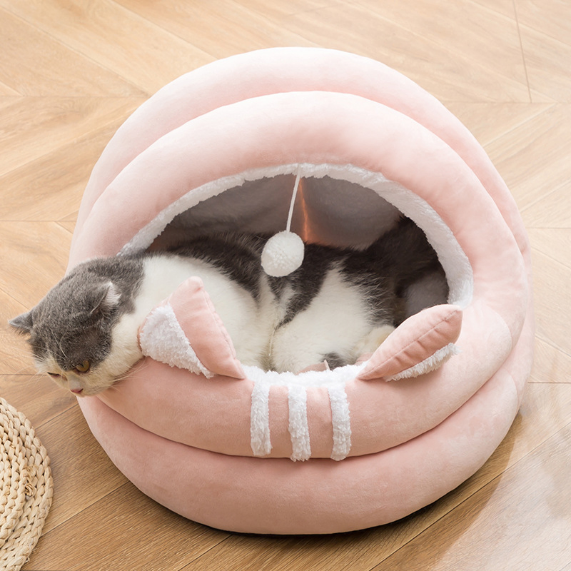 Cozy Half-Closed Cat House for Winter Comfort and Warmth