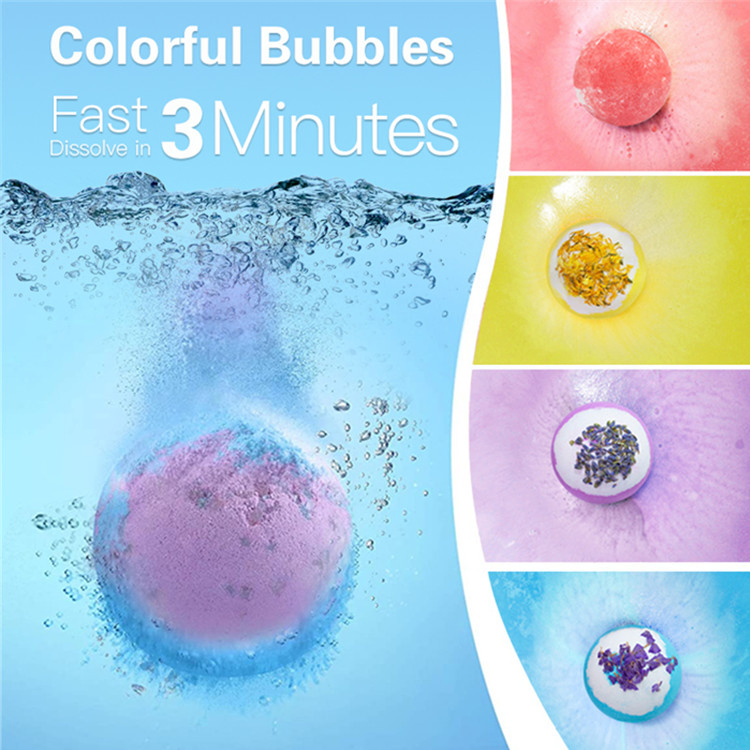 Custom Gift Set Rich Relaxing Natural Organic Handmade Bubble Colorful Bath Bombs