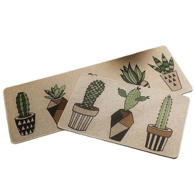 Kitchen Floor Mat Imitation Linen Soft Rubber Non-Slip Bottom Floor Mat