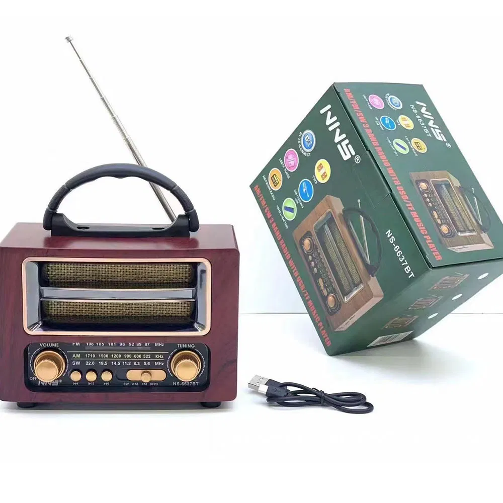 Ретро радио NS-6637BT с Bluetooth, деревянный корпус