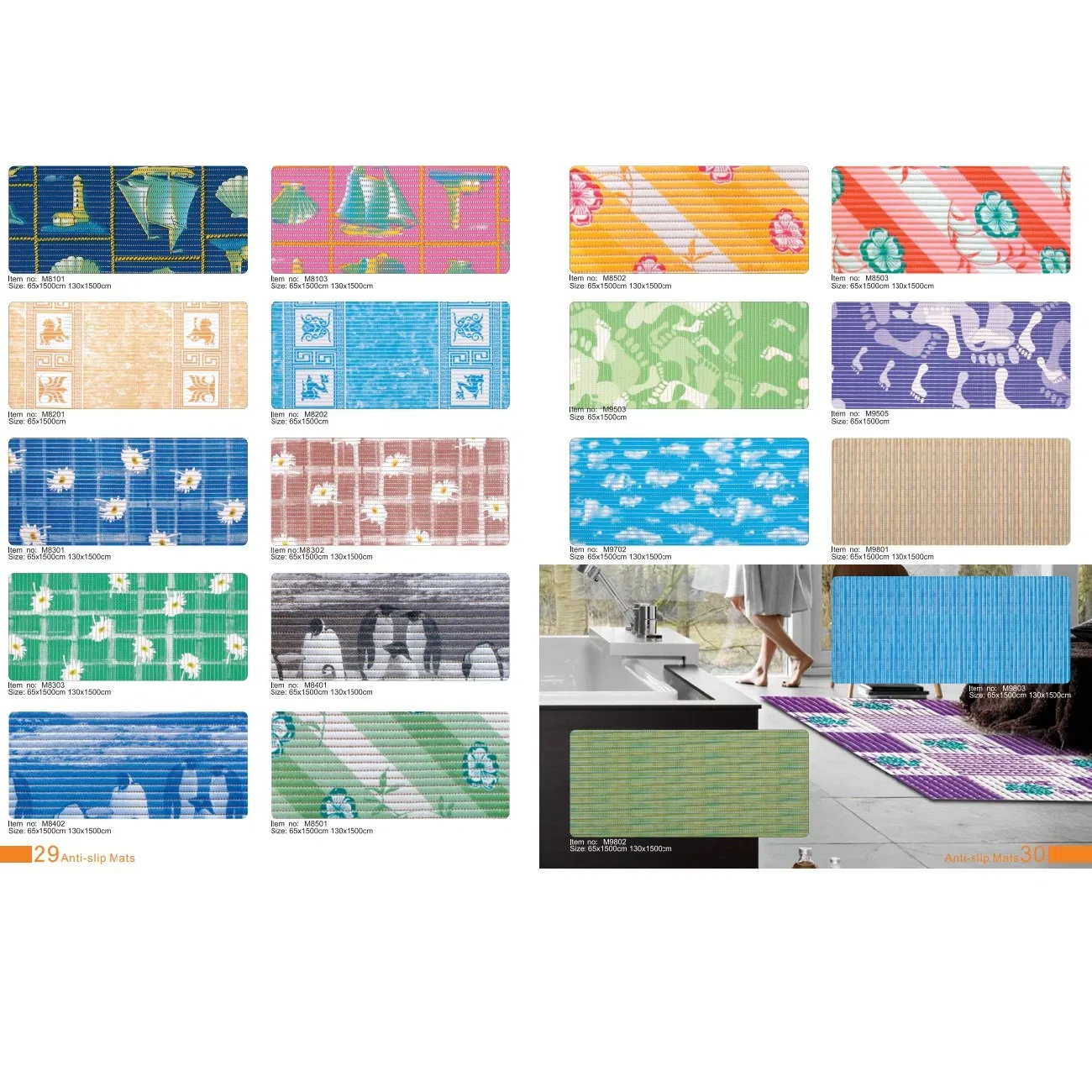 PVC Printed Modern Style Place Mats in Roll Packing