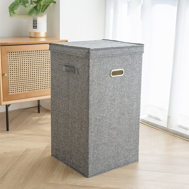 Foldable Fabric Washable Storage Box for Bathroom Clothes with Lid