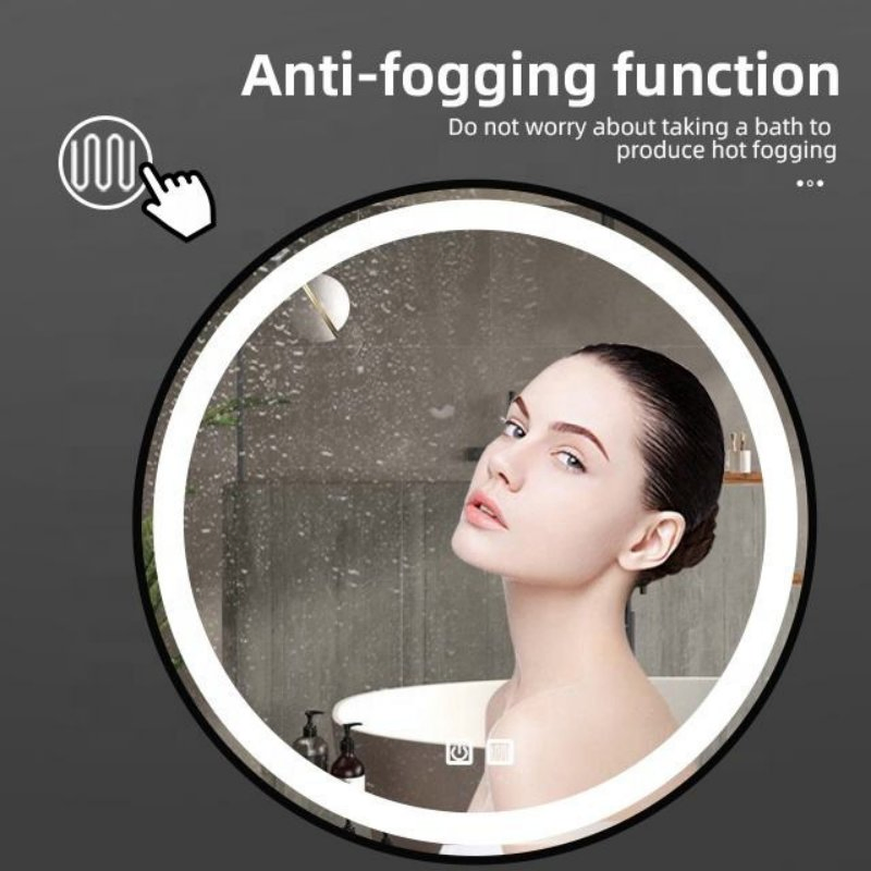 Fashion Round Mirror Bathroom LED Mirror with Antifog with Black Frame