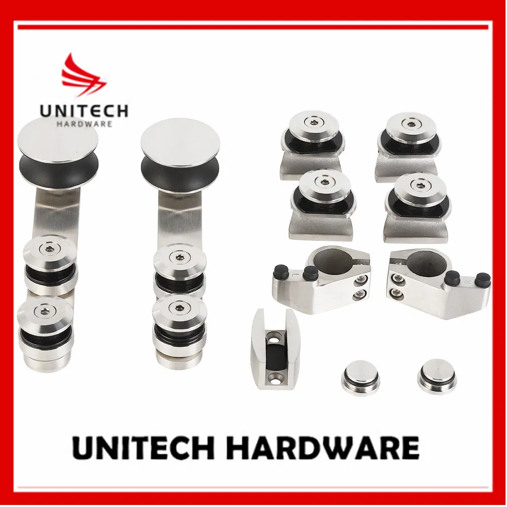 Stainless Steel 304 Glass Sliding Door Clamp and Roller Fitting Suit