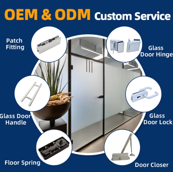 Office Furniture Frameless Glass Door Lock Set Stainless Steel Glass Handle Door Lock Body