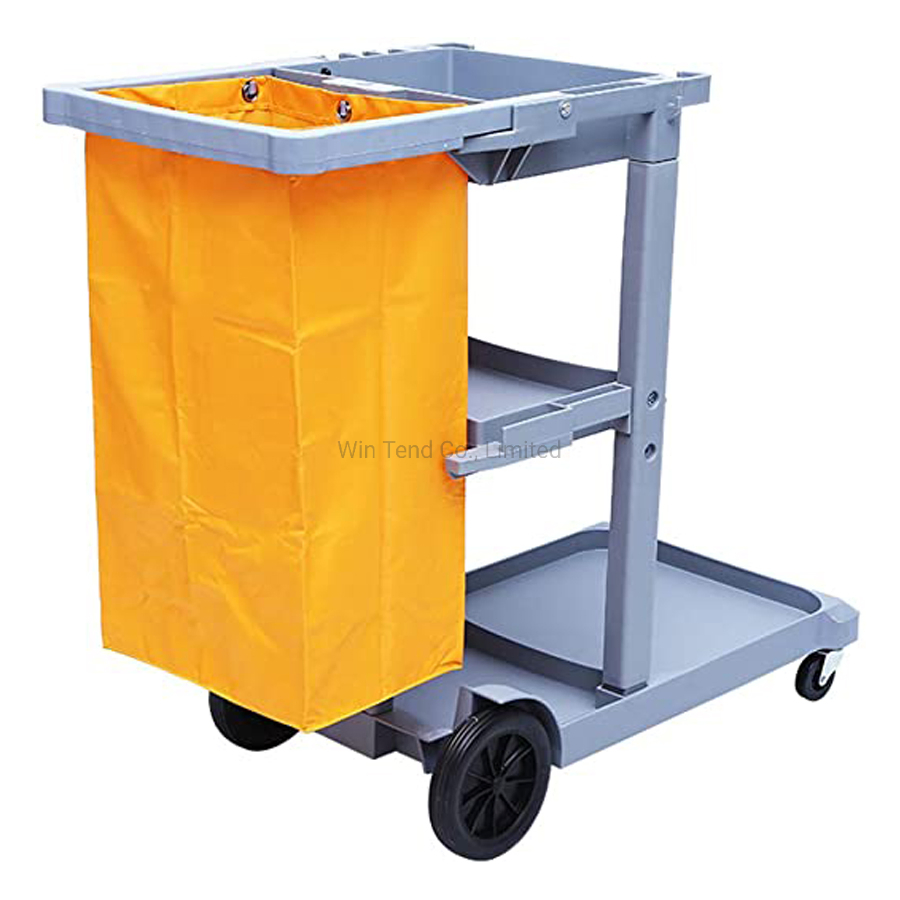 Hotel Room Service and Housekeeping Cleaning Trolley Cart with Linen Bag