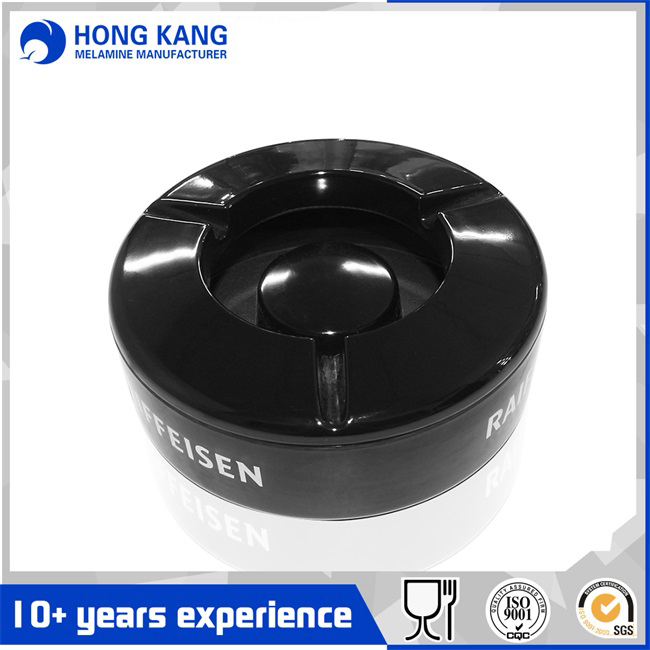 Custom Logo Portable Cigarette Melamine Windproof Ashtray