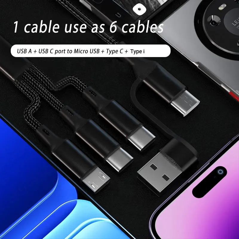 Универсальный кабель USB Type-C 1.2м, 5-в-1, нейлон