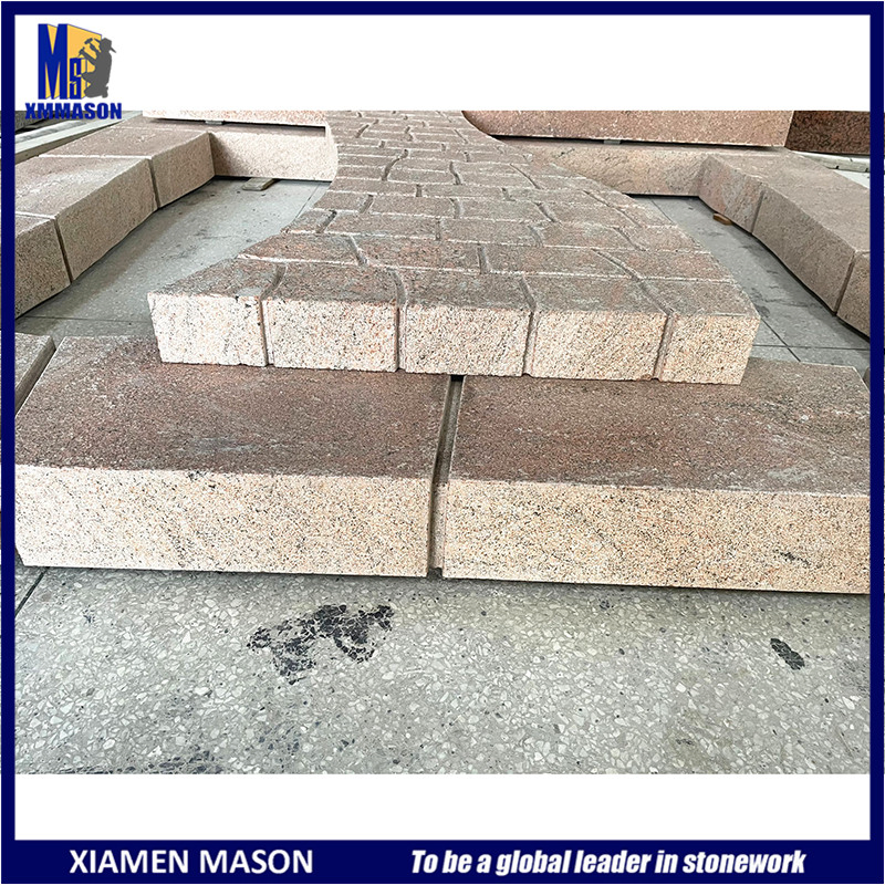 Bespoke Unique Large Red Granite Double Kerb Headstone