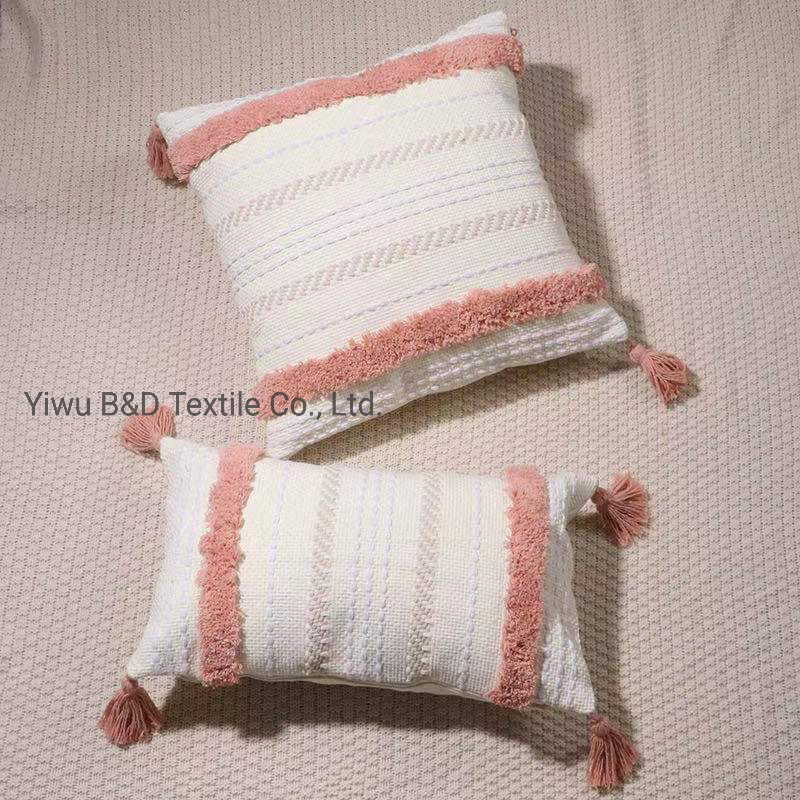 New Arrival Tufting Fashion Design Soft Cushion 100% Cotton Linen Fabric Chair Cushion Pillow Case Daily Use Cushion Cover