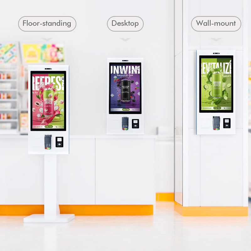 Counter Service Payment Kiosk AG Tempered Glass 21.5 27 32 Inch Wall Mount POS Self Ordering Machine