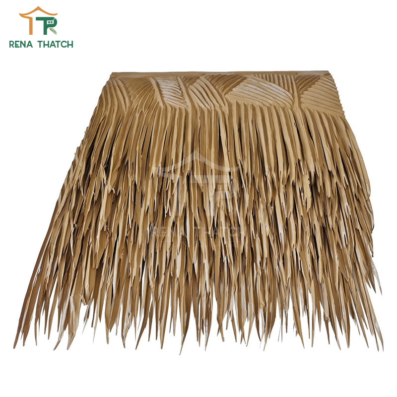 Fire Resistant Artificial Thatch Fiber Palm Waterproof HDPE Synthetic Palm for Roof