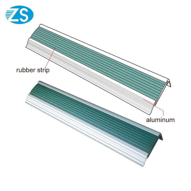 Aluminum Step Edge Anti-Slip Strip Rubber Insert Bullnose Stair Nose Trim Matt Silver Black Commercial Stair Nosing
