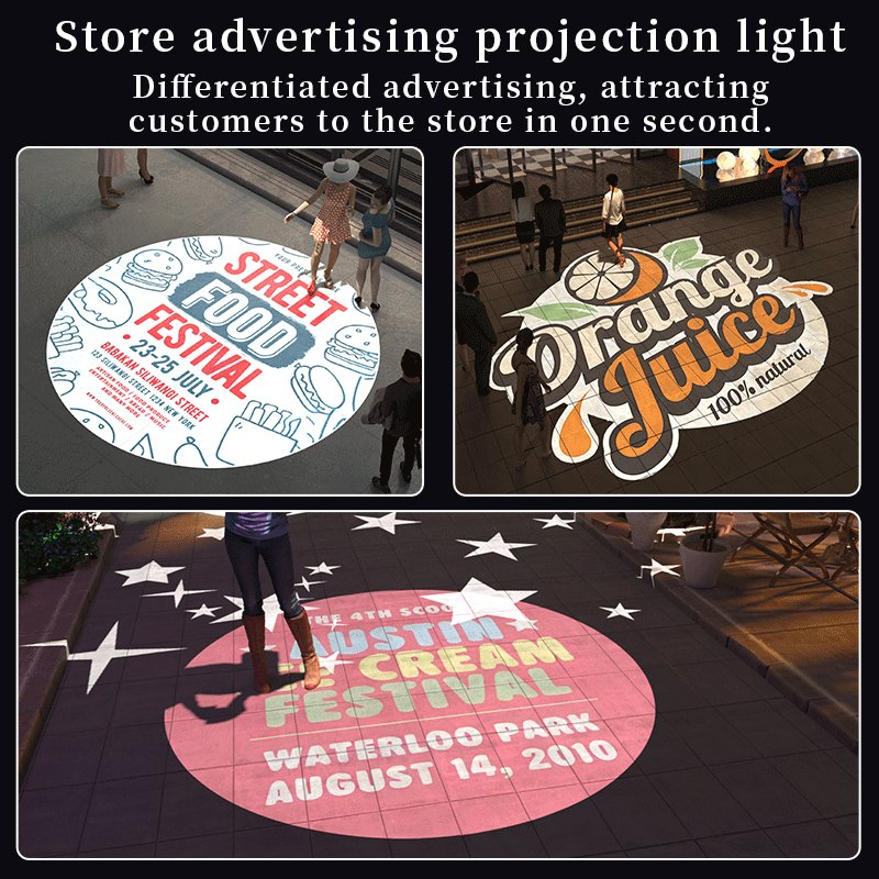 Free Custom Logo Gobo Projector Advertising Lights 60W/100W/150W LED Sign Wall Projection Lamp Outdoor Waterproof IP67 HD&Bright