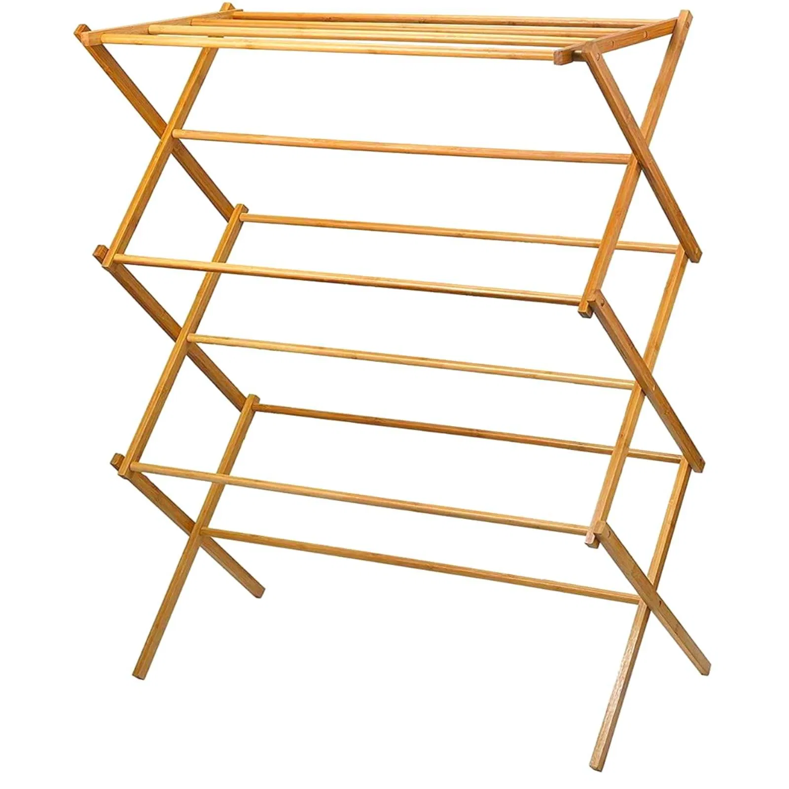 Folding Bamboos Clothes Drying Storage Rack
