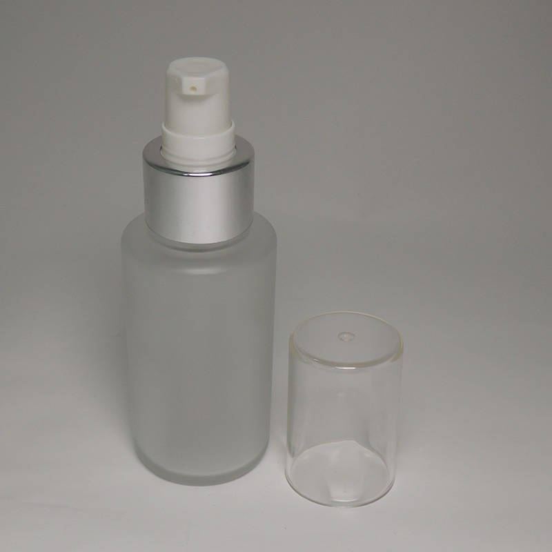 Make up Packaging Glass Bottle Custom Matte 60ml Capacity White Lotion Pump