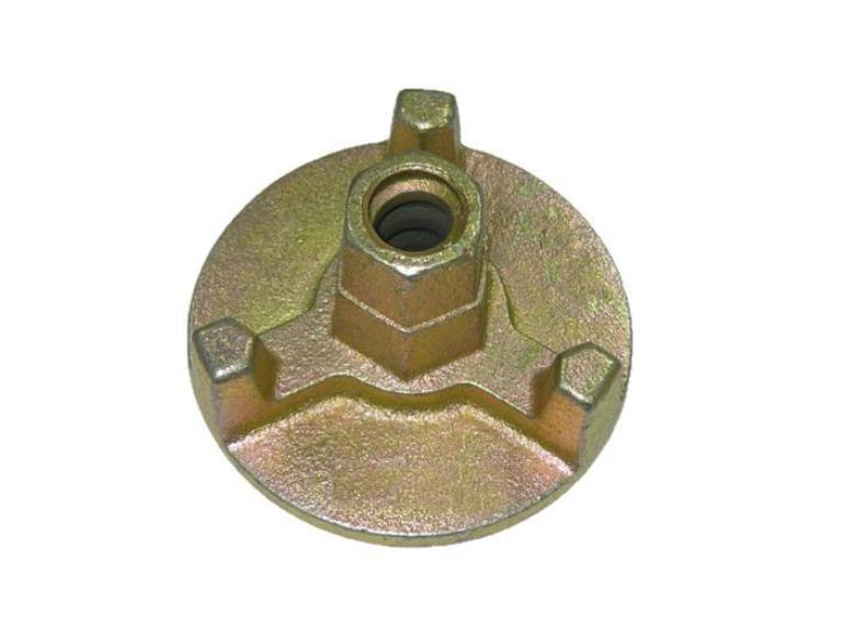 Size 15/17mm Tie Rod Cast Iron Anchor Nut / Yellow Formwork Wing Nut