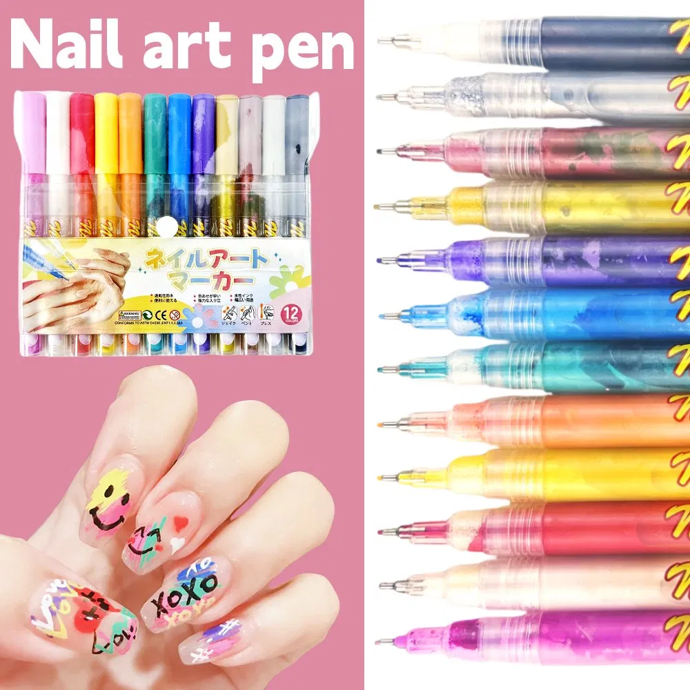 Fine Tip 3D Acrylic Paint Markers Quick-Dry Smudge-Proof Dotting Drawing Liner Pens Nail Art Brush for DIY Nail Art