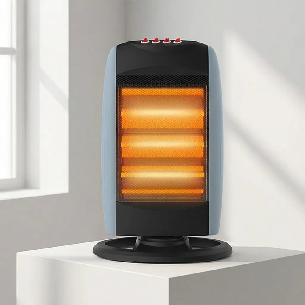 Efficient 1200W Halogen Electric Heater for Office and Living Room with Stable Construction
