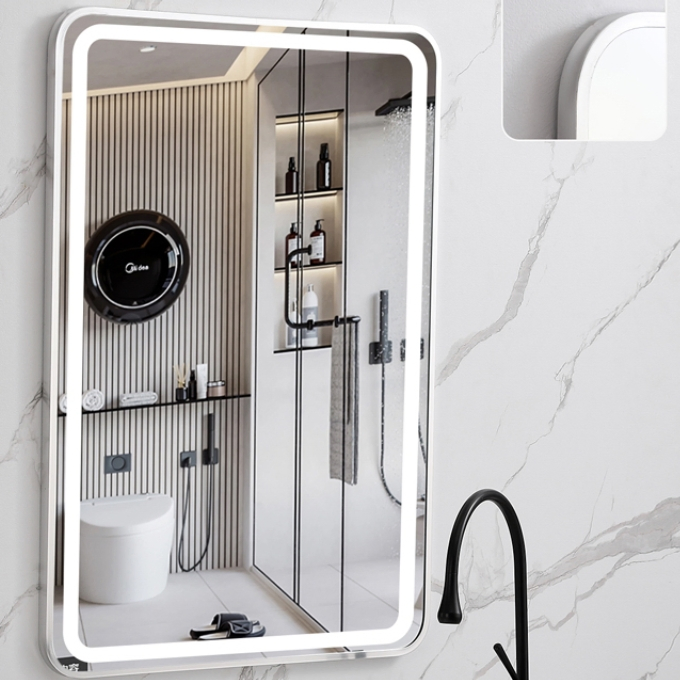 227-White bathroom Furniture Large Size Aluminum Frame Makeup Smart LED Mirror
