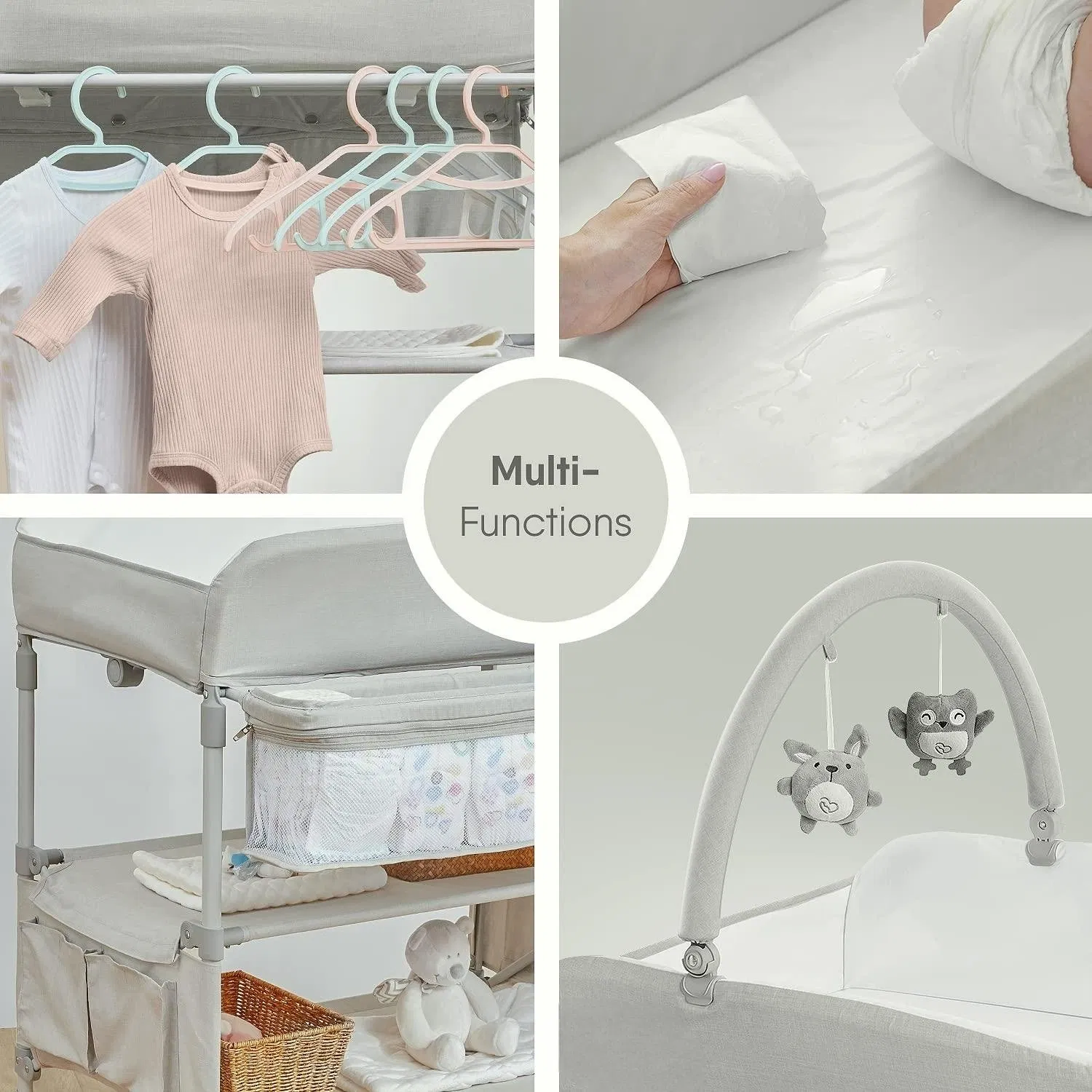 Portable Dresser Waterproof Diaper Changing Table Height Adjustable Changing Station