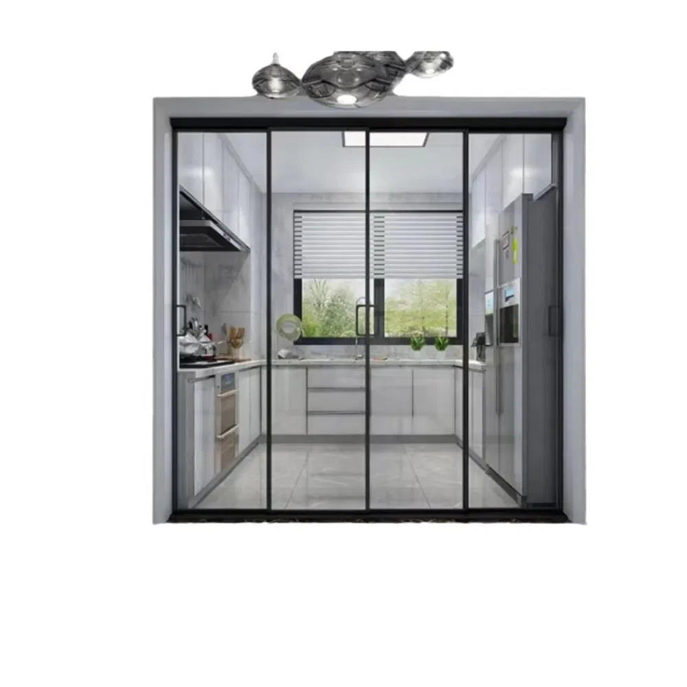 Narrow Frame Kitchen Balcony Aluminum Alloy Sliding Partition Door