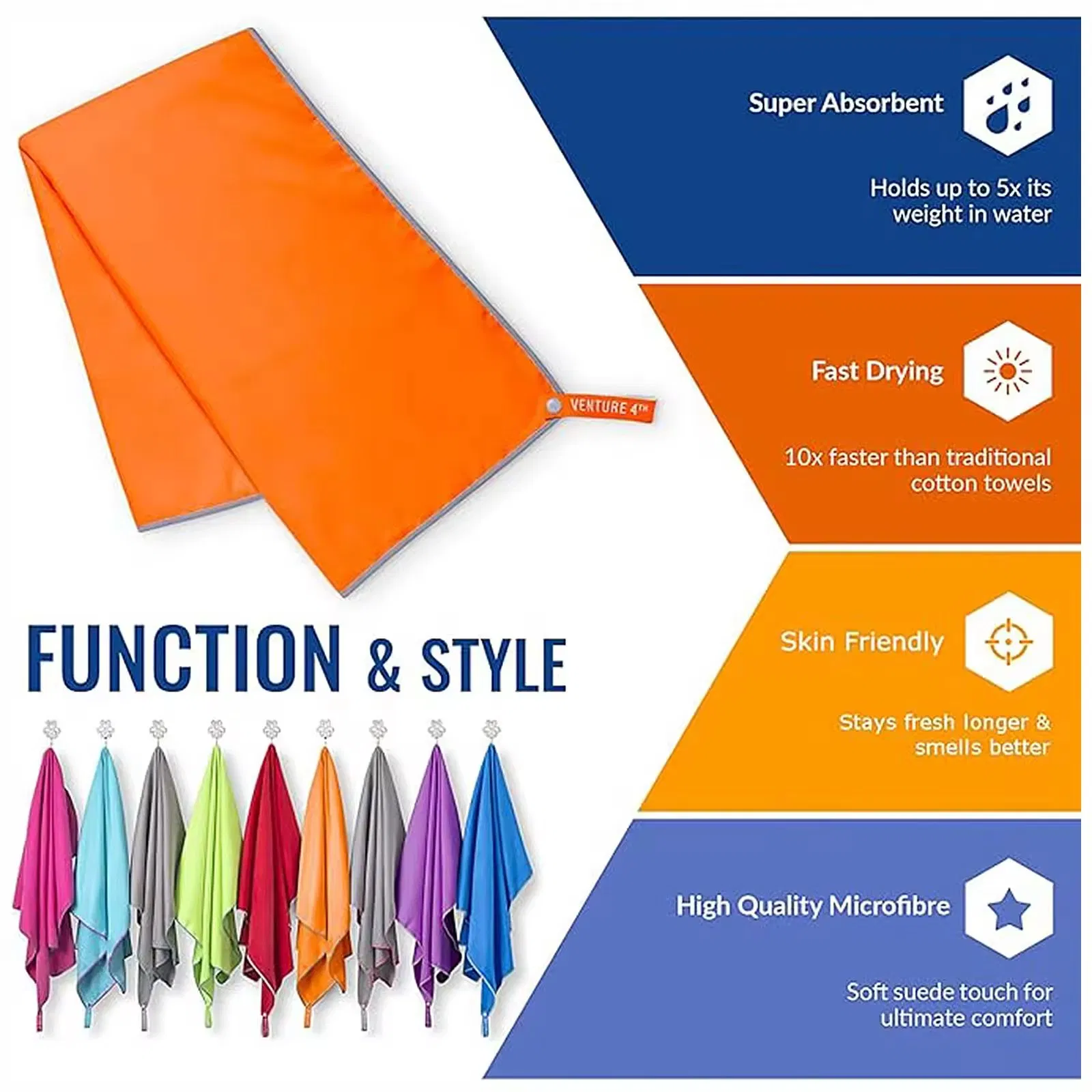Sports Quick-Drying Sweat-Absorbent Microfiber Multi-Function Towel for Travel Camping Beach Backpack Hiking Fitness Yoga