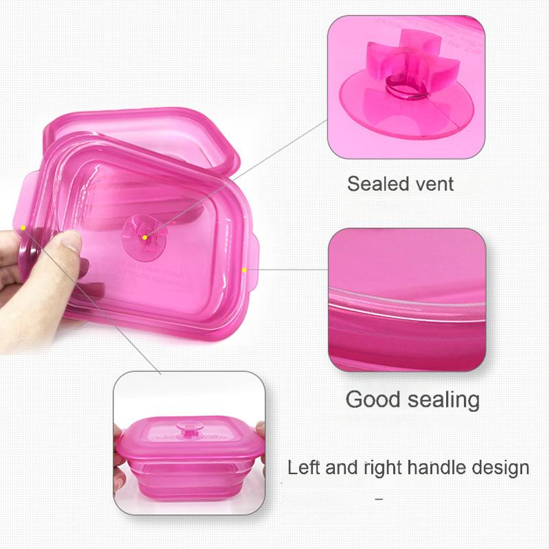 New Square Lunch Box, All-Silicone Folding Lunch Box, Portable Bento Box, Fresh-Keeping Box, Heatable Silicone Lunch Box