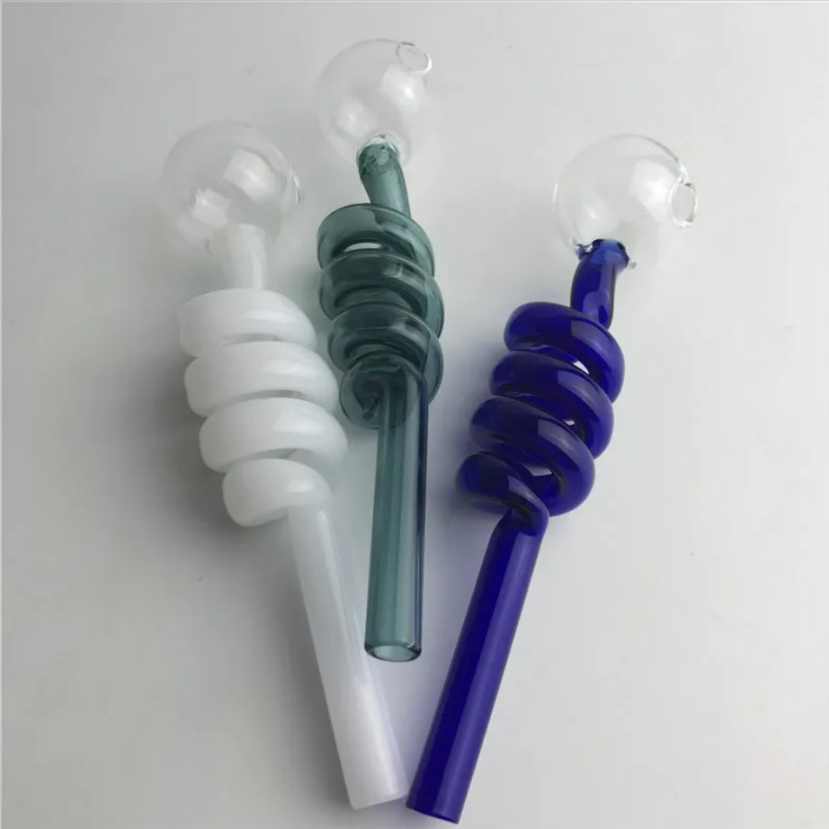 Glass Oil Burner Pipe for Smoking Colorful Thick Pyrex Glass Spring Style Oil Burner Water Pipes Hand Pipe