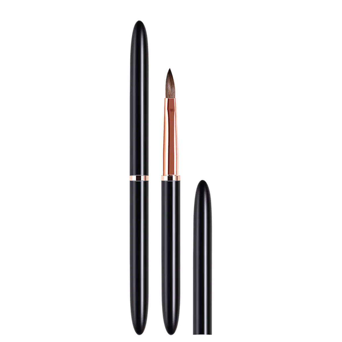 2022 Wholesale New Style Professional Nail Brush Black Color Kolinsky Sable Hair Acrylic Nail Brush with Lid Nail Pen