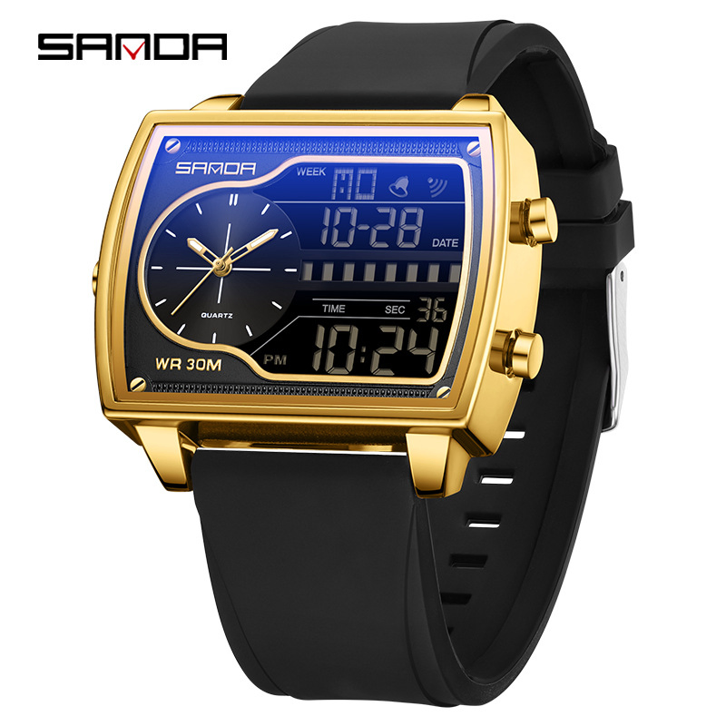 Square Cool Men's Watch Waterproof Luminous Multifunctional Commuter Electronic Wristwatch